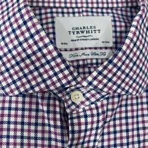 Charles Tyrwhitt Men's Gingham Shirt - Purple and Blue